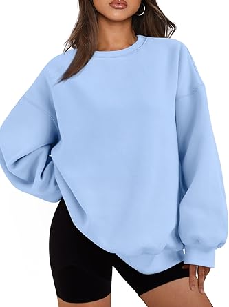 Women's oversized fleece crewneck or hooded sweatshirts and sweaters.