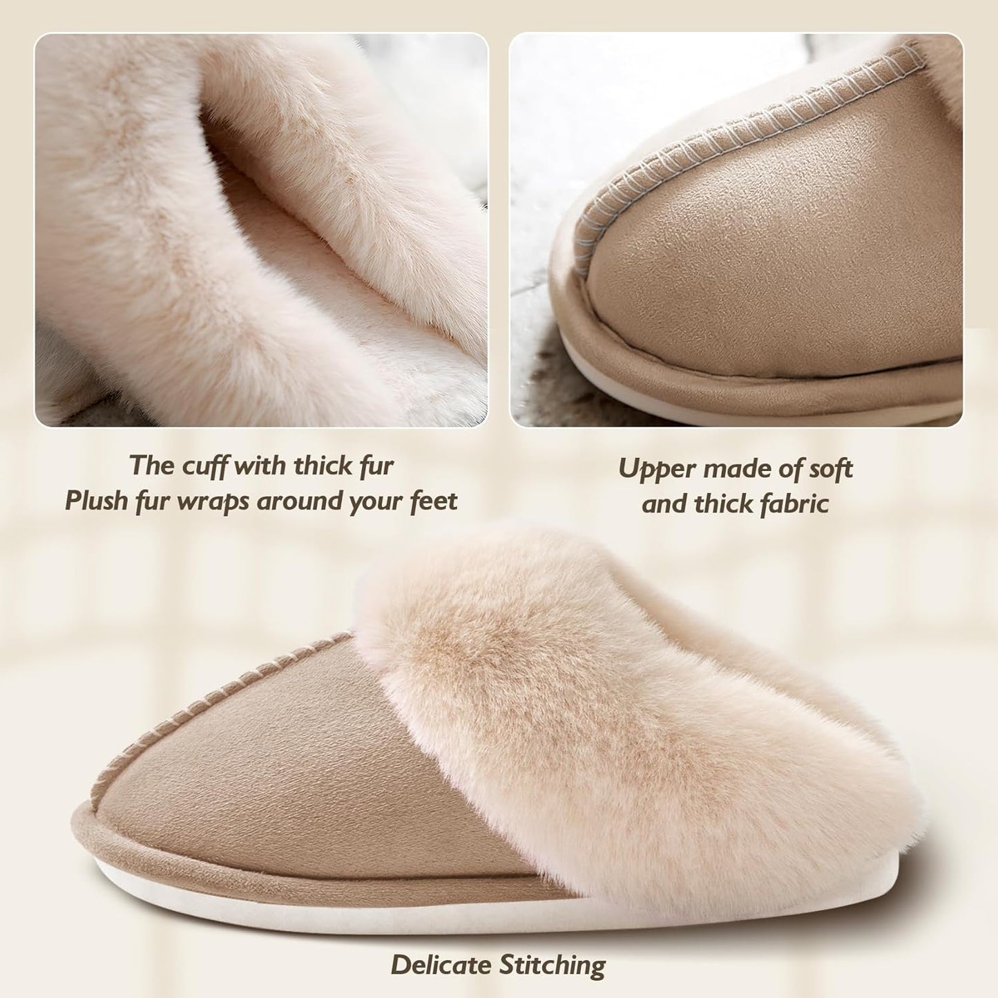 Womens Slippers with Fluffy Fur Soft Memory Foam House Shoes, Christmas Gifts Christmas Slippers for Women Mom Grandma