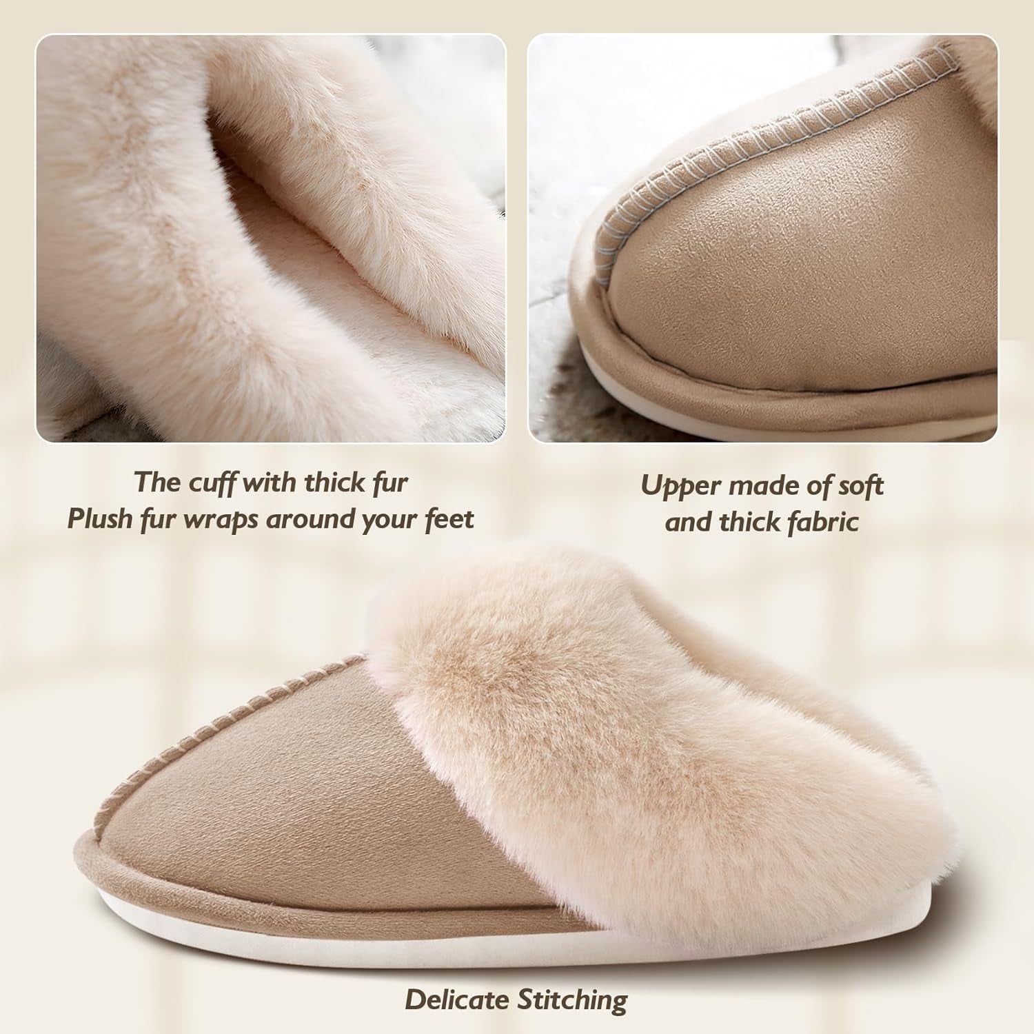 Womens Slippers with Fluffy Fur Soft Memory Foam House Shoes, Christmas Gifts Christmas Slippers for Women Mom Grandma