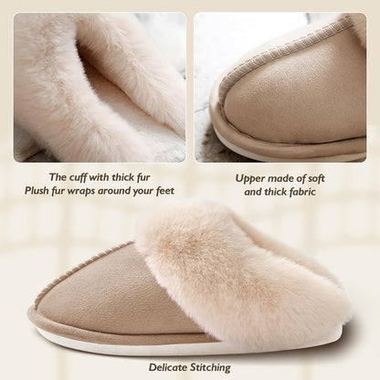 Womens Slippers with Fluffy Fur Soft Memory Foam House Shoes, Christmas Gifts Christmas Slippers for Women Mom Grandma