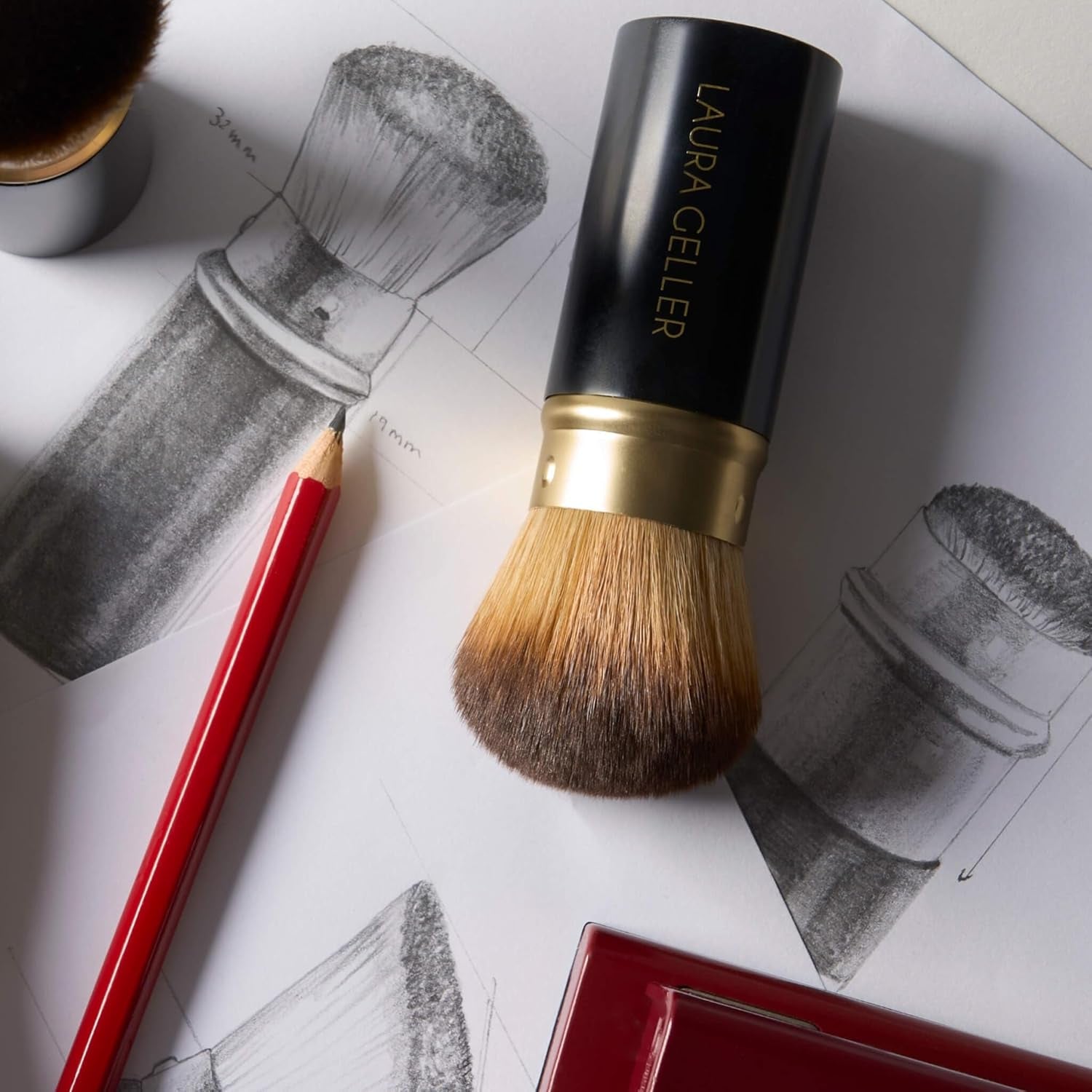 Retractable Airbrush Kabuki Brush for All Face Makeup & Foundation for Liquid, Cream and Powder Face Makeup with Aluminum Handle