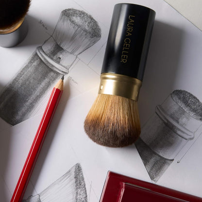 Retractable Airbrush Kabuki Brush for All Face Makeup & Foundation for Liquid, Cream and Powder Face Makeup with Aluminum Handle