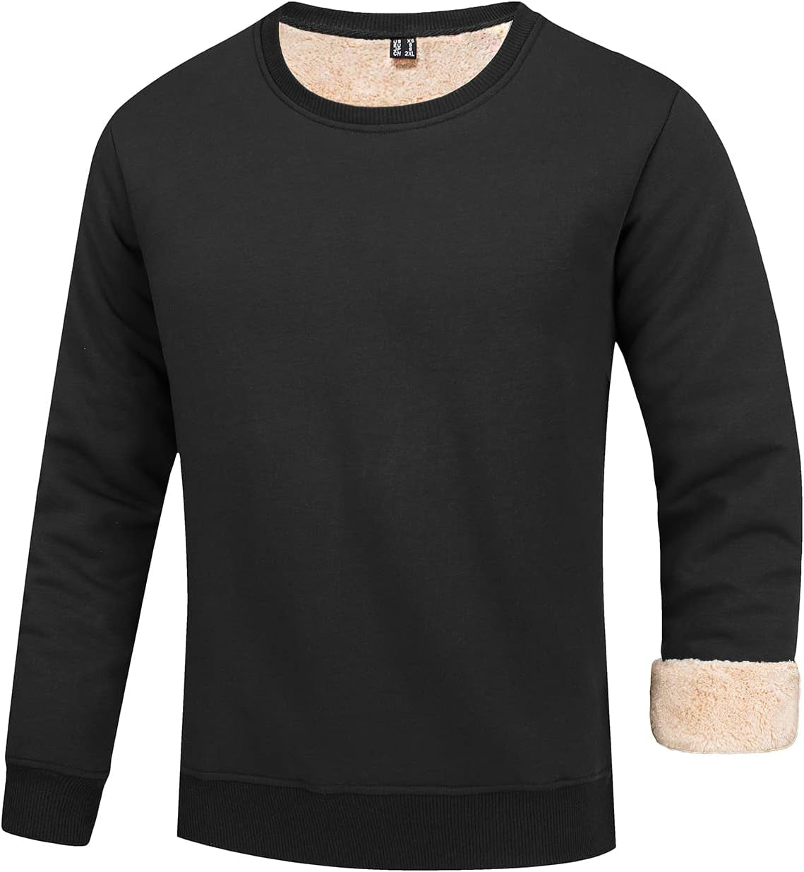 Men'S Fleece Sweatshirts Warm Sherpa Lined Heavy Thicken Underwear Winter Crewneck Pullover Tops Shirts