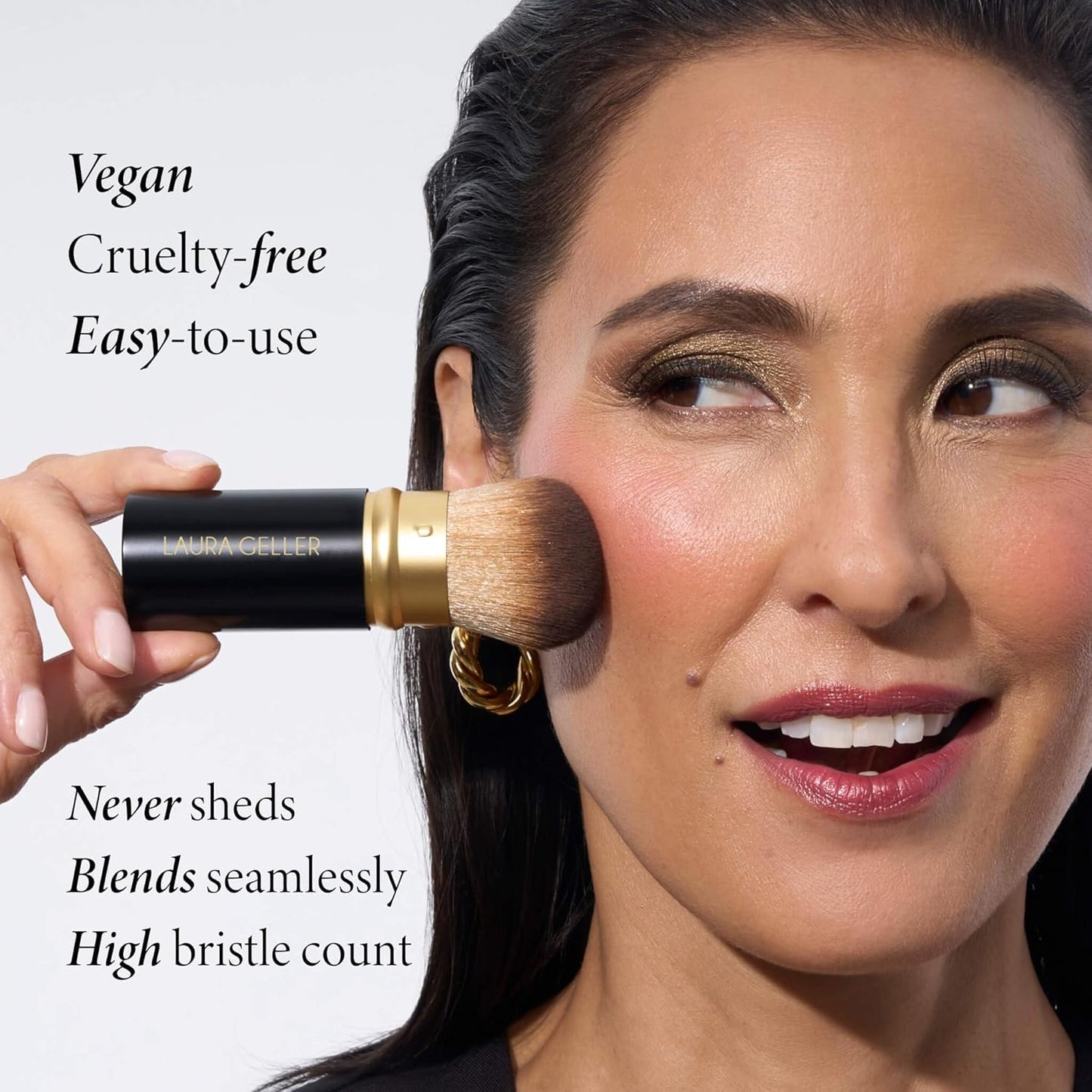 Retractable Airbrush Kabuki Brush for All Face Makeup & Foundation for Liquid, Cream and Powder Face Makeup with Aluminum Handle