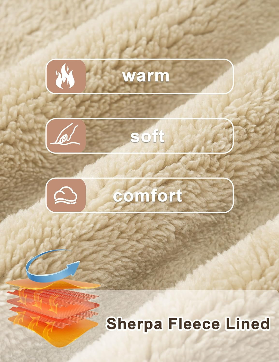 Men'S Fleece Sweatshirts Warm Sherpa Lined Heavy Thicken Underwear Winter Crewneck Pullover Tops Shirts