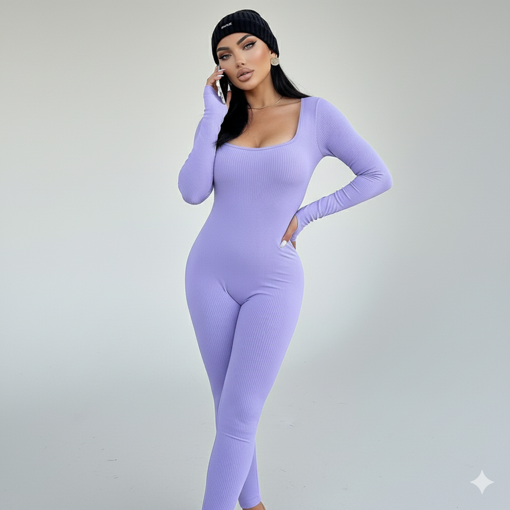 Women's Seamless Long-Sleeve Yoga Jumpsuit