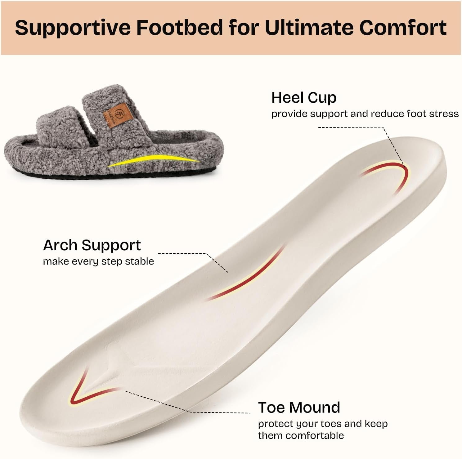 Womens Fuzzy Open-Toe Slippers Soft Comfy Memory Foam Indoor House Shoes