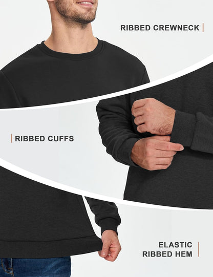 Men'S Fleece Sweatshirts Warm Sherpa Lined Heavy Thicken Underwear Winter Crewneck Pullover Tops Shirts