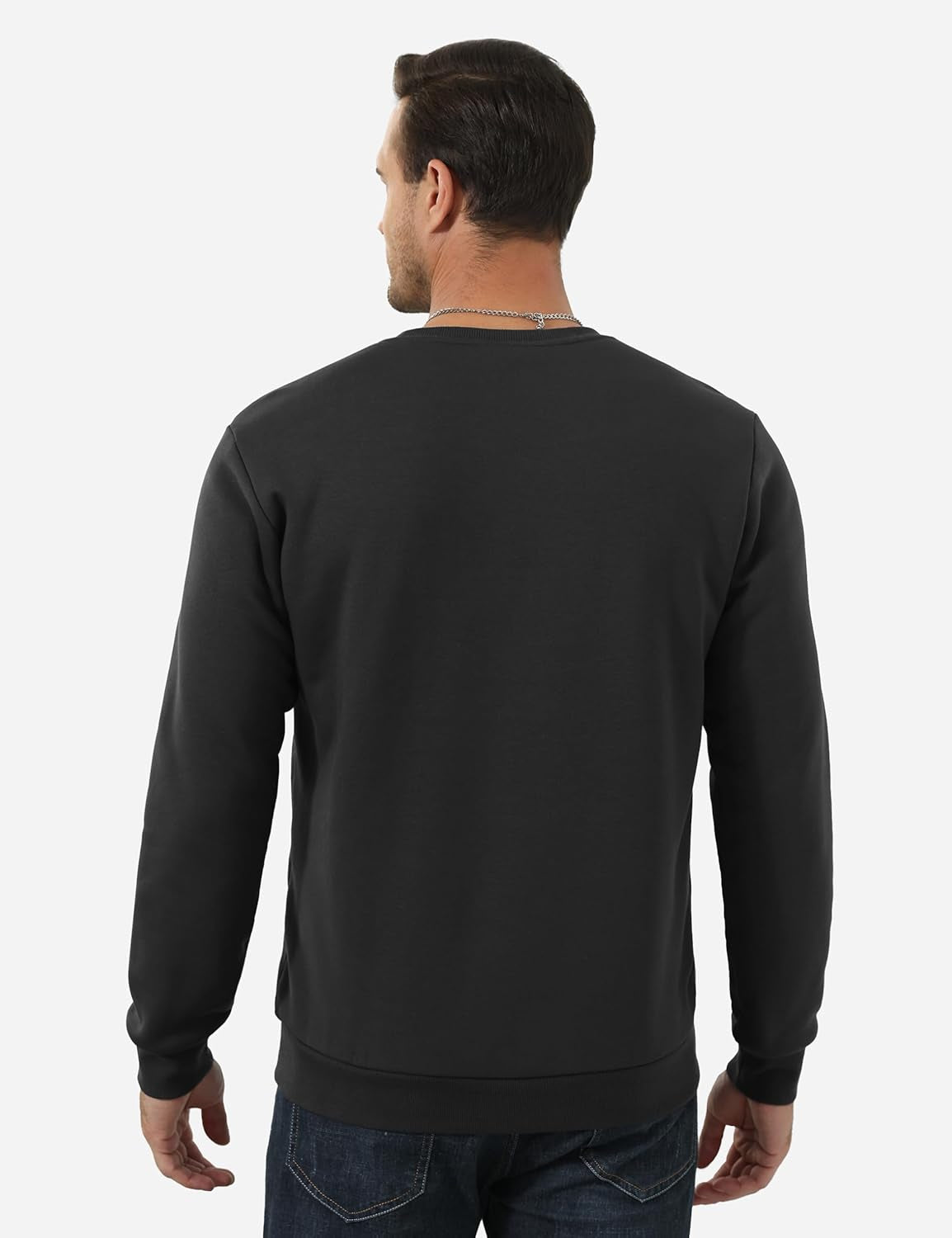 Men'S Fleece Sweatshirts Warm Sherpa Lined Heavy Thicken Underwear Winter Crewneck Pullover Tops Shirts