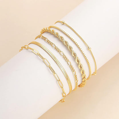 Gold Bracelets for Women Waterproof, 14K Gold Plated Jewelry Sets Trendy Thin Dainty Stackable Cuban Link Paperclip Chain Bracelet Pack Fashion Accessories Gifts for Womens