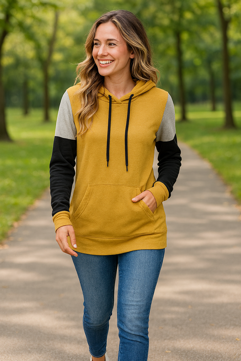 Women's Color Block Tunic Hoodie